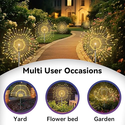 Miniatura 5 de Luces de jardín para exteriores, paquete de 2 120 luces LED solares de jardín de hadas para exteriores, impermeables, decorativas, luces solares de