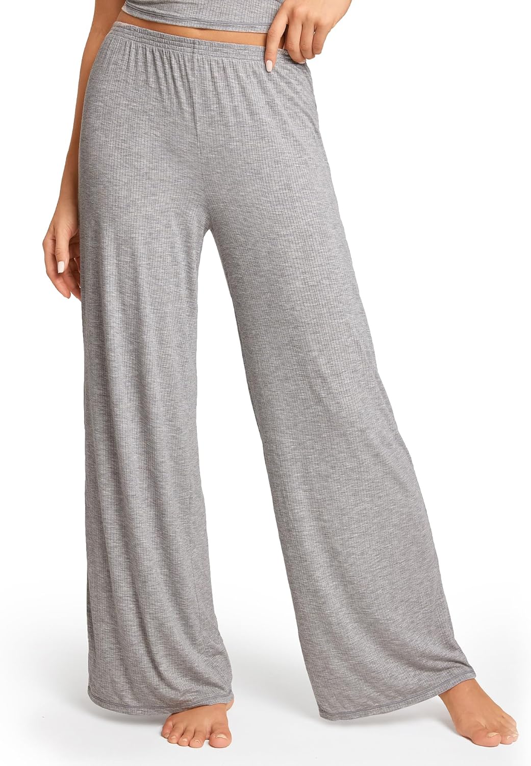 SOULVOR Women's Natrelax Pajamas Pants Wide Leg Casual Modal Ribbed Loose Fit Sleep Soft Comfort Flowy Lounge Pj Bottom