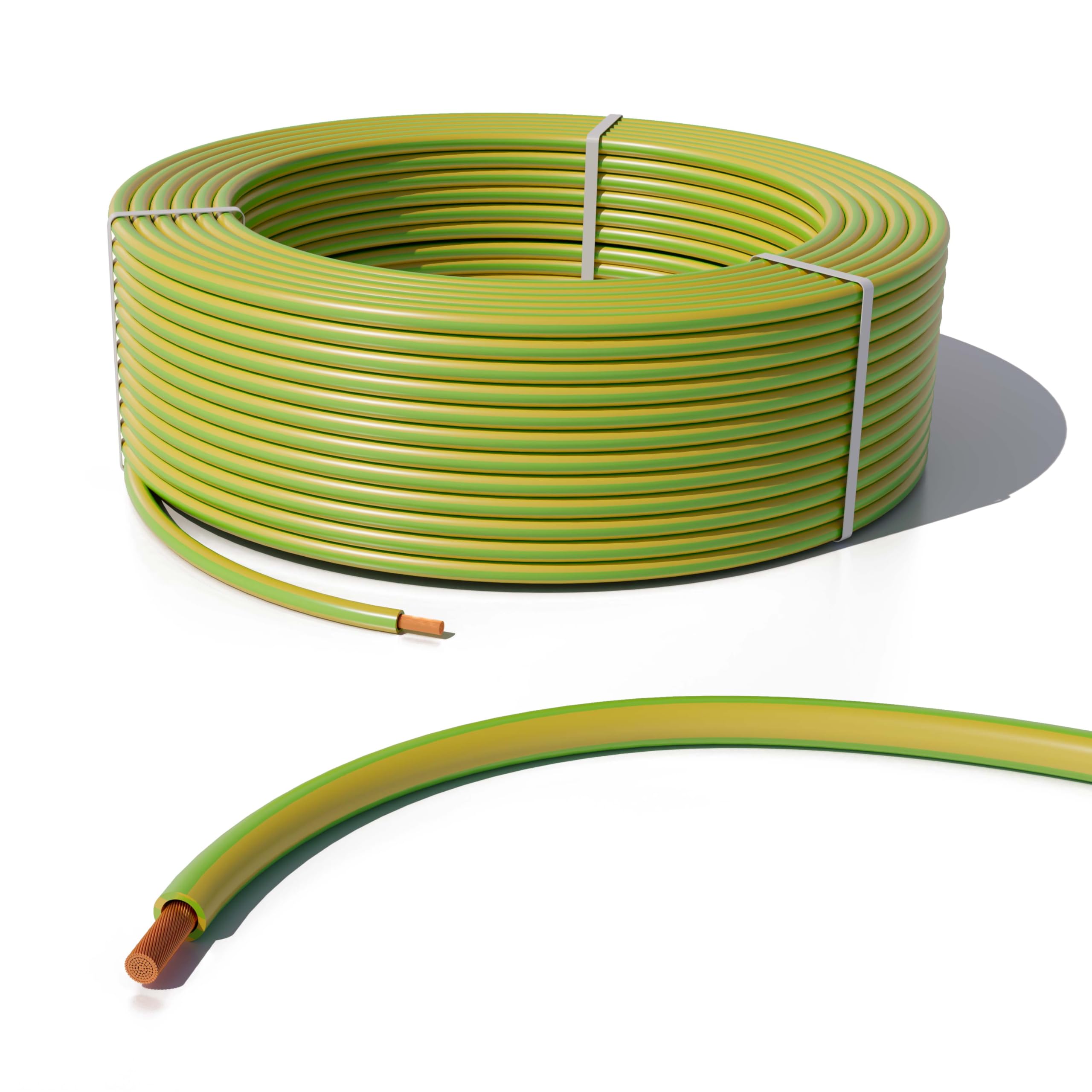 Cavo di messa a terra, 20 m, 6 mm², H07V-U, cavo in rame singolo, BV Single Core, ad alta corrente, 450/750 V, certificato VDE, per messa a terra, installazione elettrica, impianti solari, edilizia
