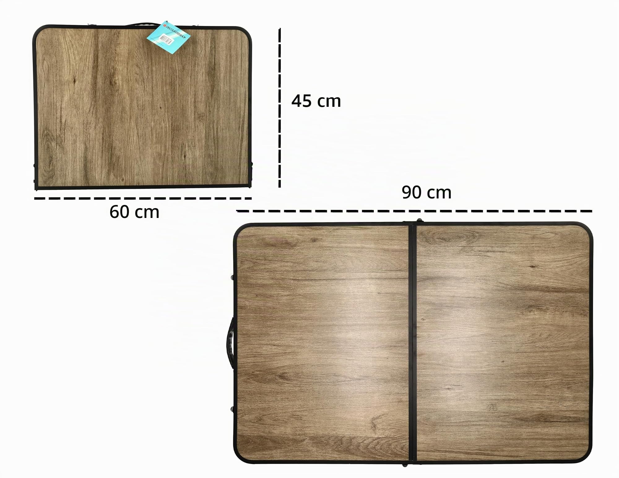 Table de camping pliable 90 x 60 cm aspect bois – Table pliante pliante avec hauteur réglable 40/70 cm, pour 4 personnes, charge jusqu'à 30 kg pour balcon, jardin, pique-nique et caravane