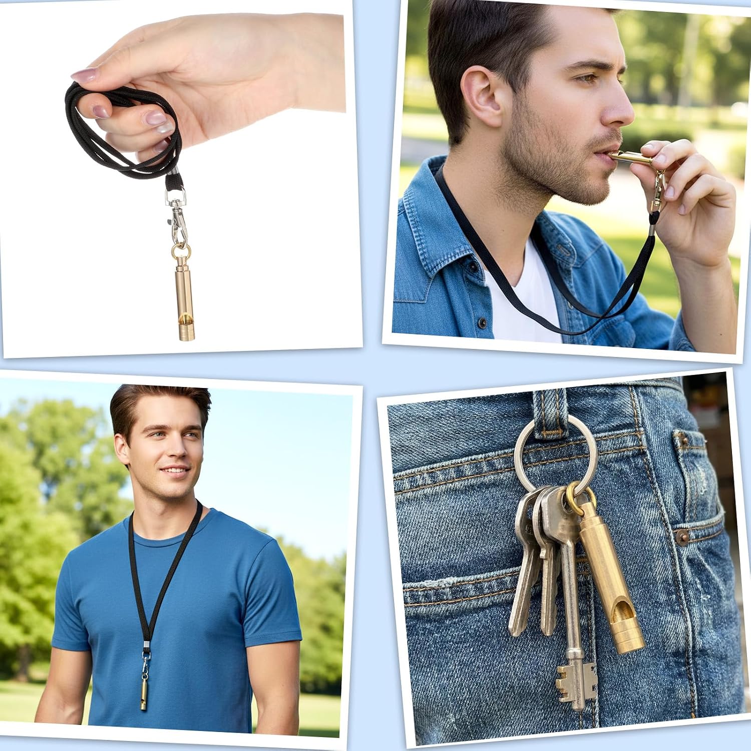 2 PCS Brass Survival Whistle, 125 Db Loud Emergency Whistle Portable Survival Whistles with Lanyards for Pet Training Hiking Camping Coaching Outdoor Safety Accessories