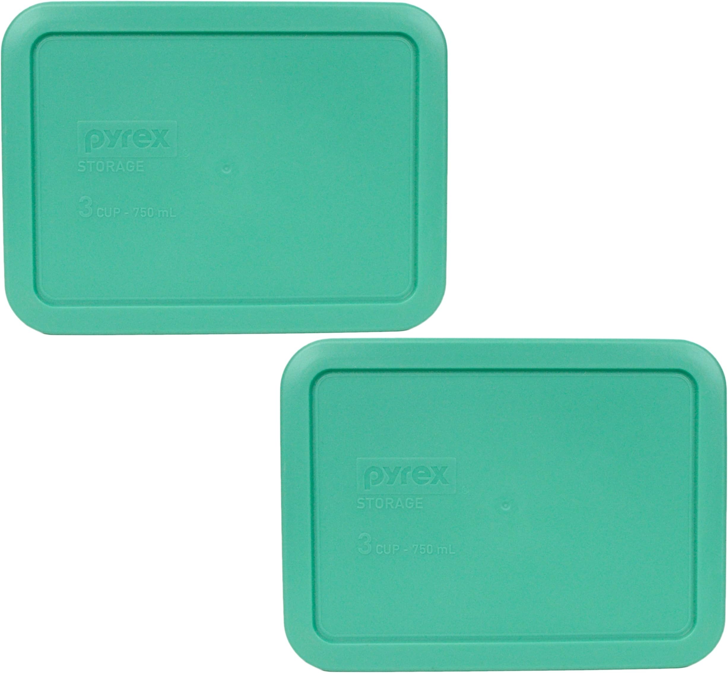 Pyrex 7210-PC Rectangle 3 Cup Storage Lid for Glass Dish (2, Light Green)