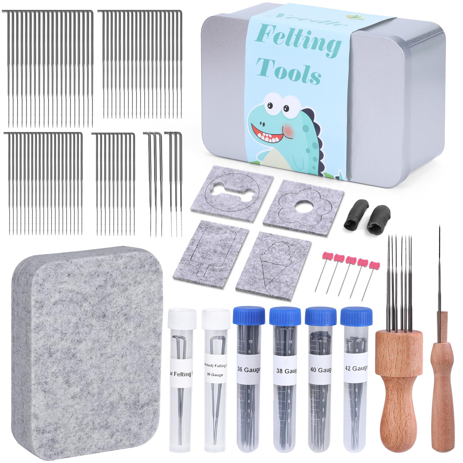 SOCNITC 70 Pcs 4 Sizes Felting Needles Tool Kit with Needle Felting Pad