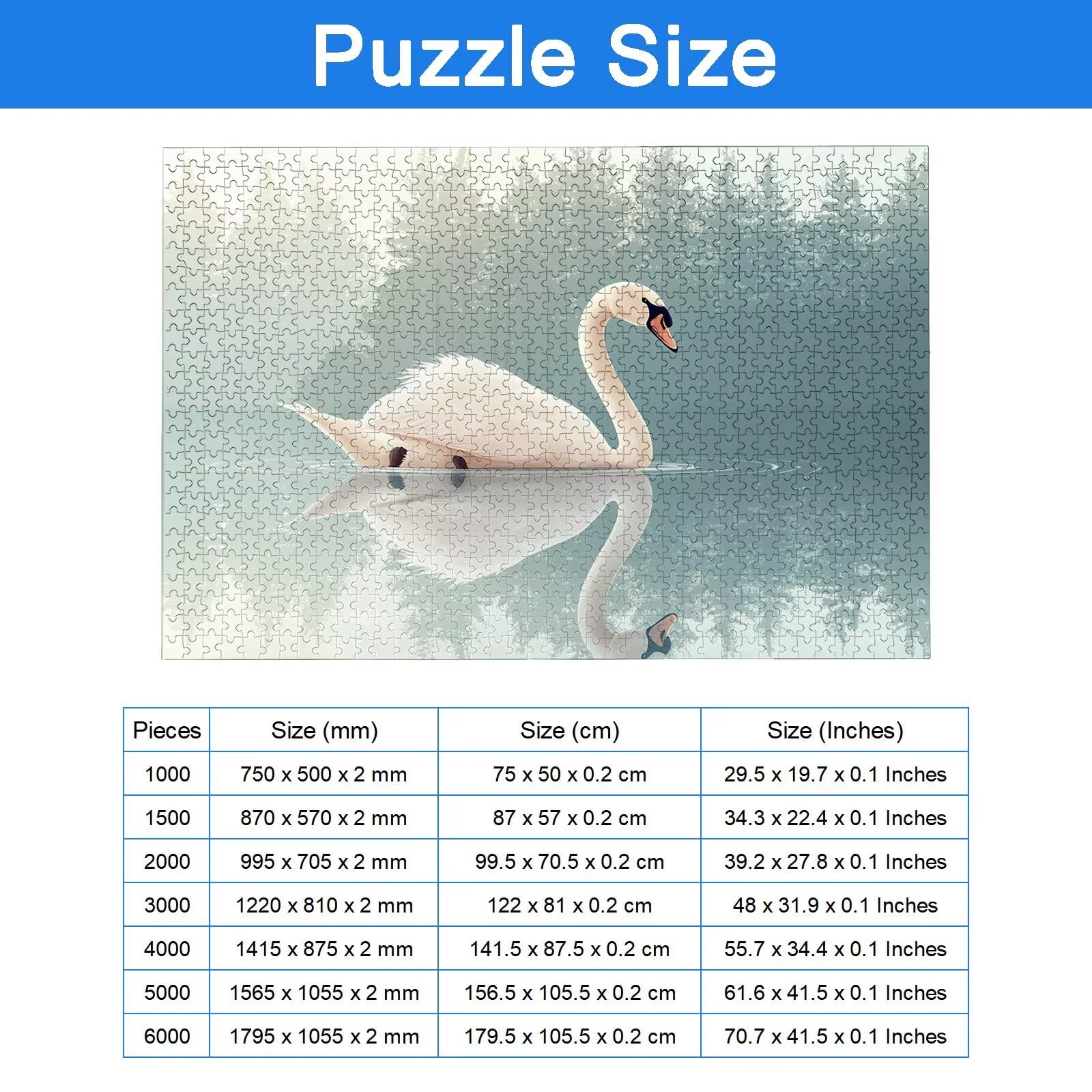 Puzzle 6000 Pezzi Cigno, Puzzle Animale 6000 Pezzi Arte per Adulti e Bambini, Misura: 179.5x105.5 cm, Puzzles Legno per Adulti con Squisita Scatola di Imballaggio, Regalo Donna, Regalo Uomo, -8975