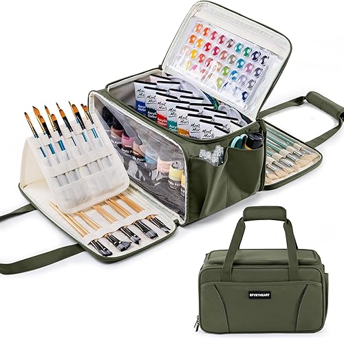 Miniatura 13 de SFYBYHEART Almacenamiento de pintura acrílica, organizador de manualidades, organizador de suministros de arte, bolsas de arte, soporte