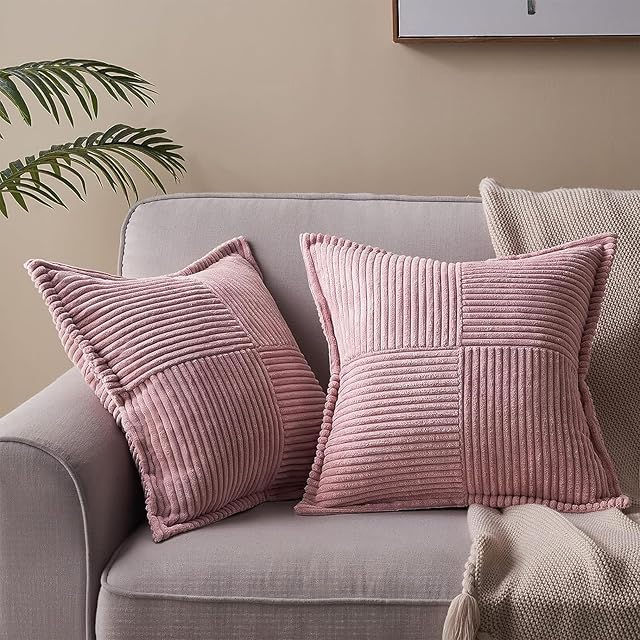 Topfinel Różowe poszewki na poduszki na sofę jesienne poszewki na poduszki 50 cm x 50 cm gładka skóra pudrowy różowa puszysta poduszka ozdobna poszewki na poduszki 20 x 20 cali do sypialni dziewcząt