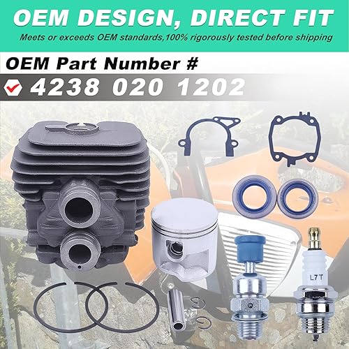 Miniatura 4 de Adefol Kit de juntas de pistón de cilindro de 1.969 in para Stihl TS410 TS420 TS 410 420 Sierra de corte 4238 020 1202 reemplazar la pieza