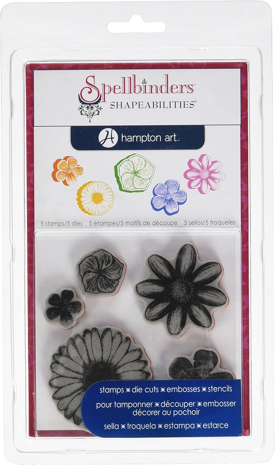 Stamp and Spellbinder Die Sets Hampton Art Flowers Cling Stamp and Die