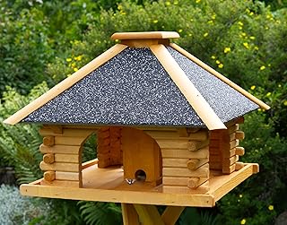 Deko-Shop-Hannusch Vogelhaus wahlweise mit Ständer und Solarbeleuchtung, Verschiedene Dachfarben (Vogelhaus, Dach Stein anthrazit/grau) product image