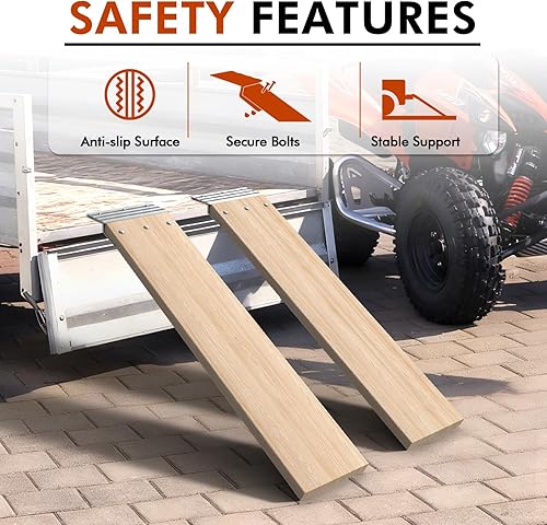 Miniatura 4 de SAL - Kit superior de rampa de aluminio, extremos de rampa de carga resistentes de 2 x 12 pulgadas para camión, motocicleta, cortadora de césped y