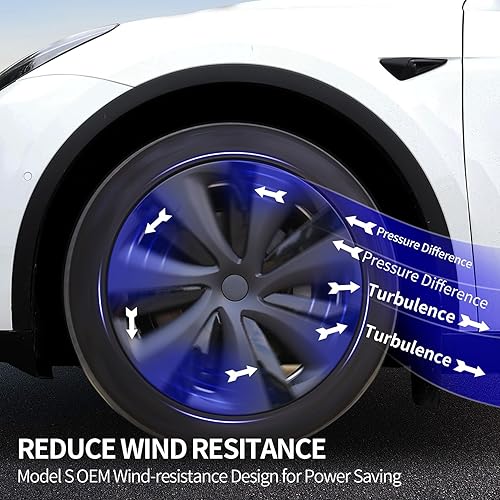 Miniatura 5 de Fundas de rueda para Tesla modelo Y de 19 pulgadas, tapacubos de ABS negros de dos tonos, compatibles con accesorios modelo Y 2021-2023, 4 tapas de
