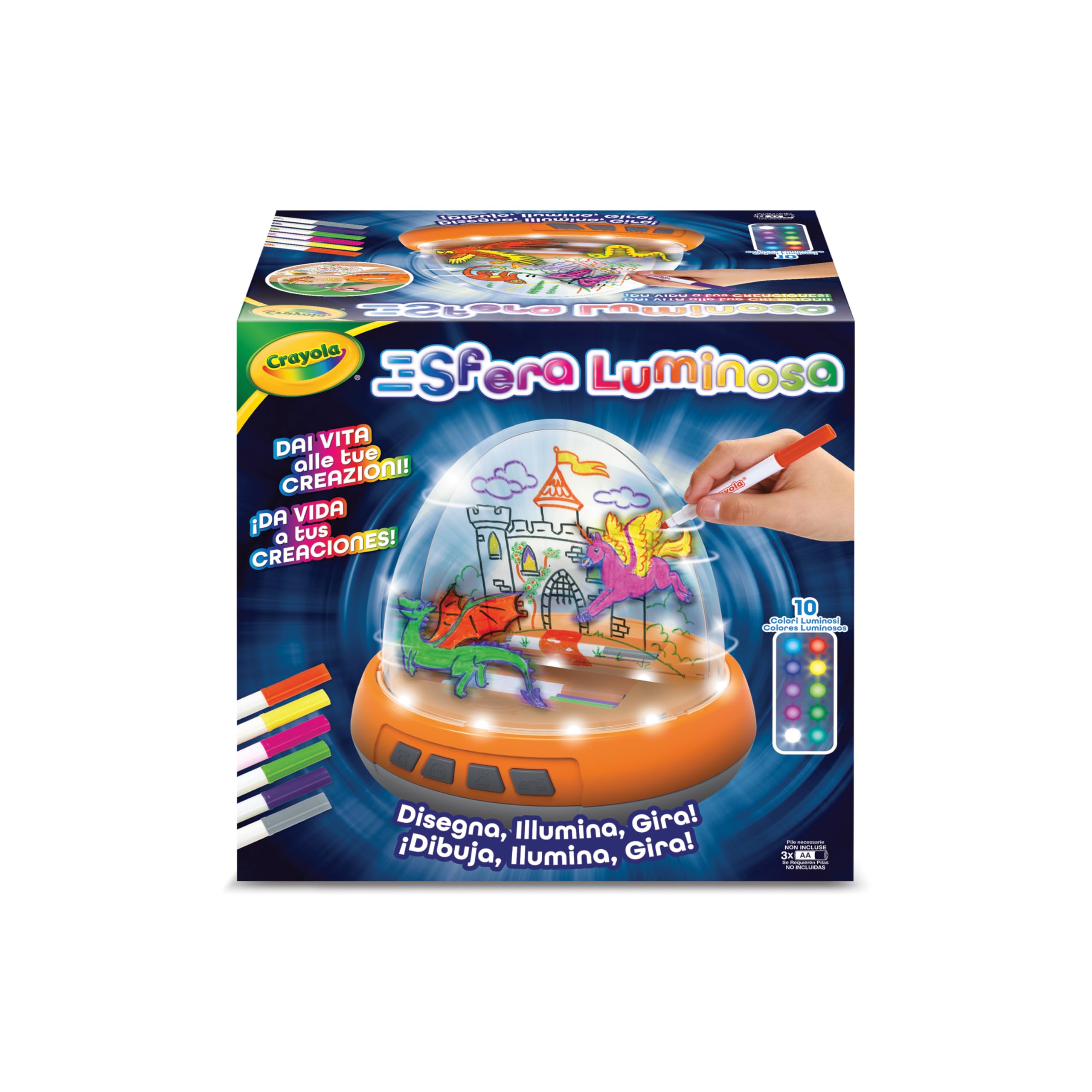 CRAYOLA - Esfera Luminosa, Juego Motorizado con Luces y Movimiento para Crear Dibujos en dos Niveles, Actividad Creativa y Regalo para Niños, a partir de 6 años, 25-5985