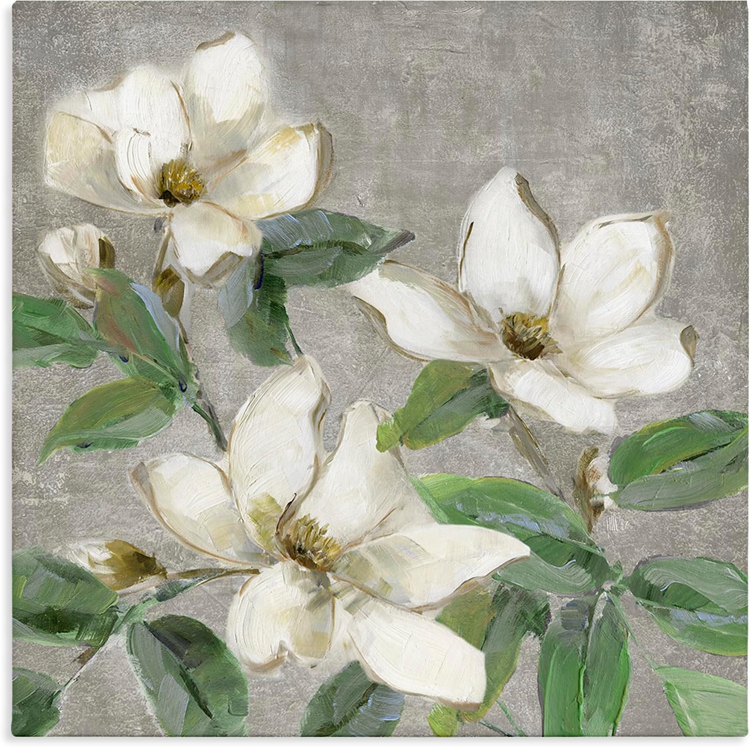 'Ivory Magnolias on Grey'| Canvas Art | Stupell Industries | 30 x 30 Inches, Easy to Hang and Sturdy, Made in USA, by Sally Swatland