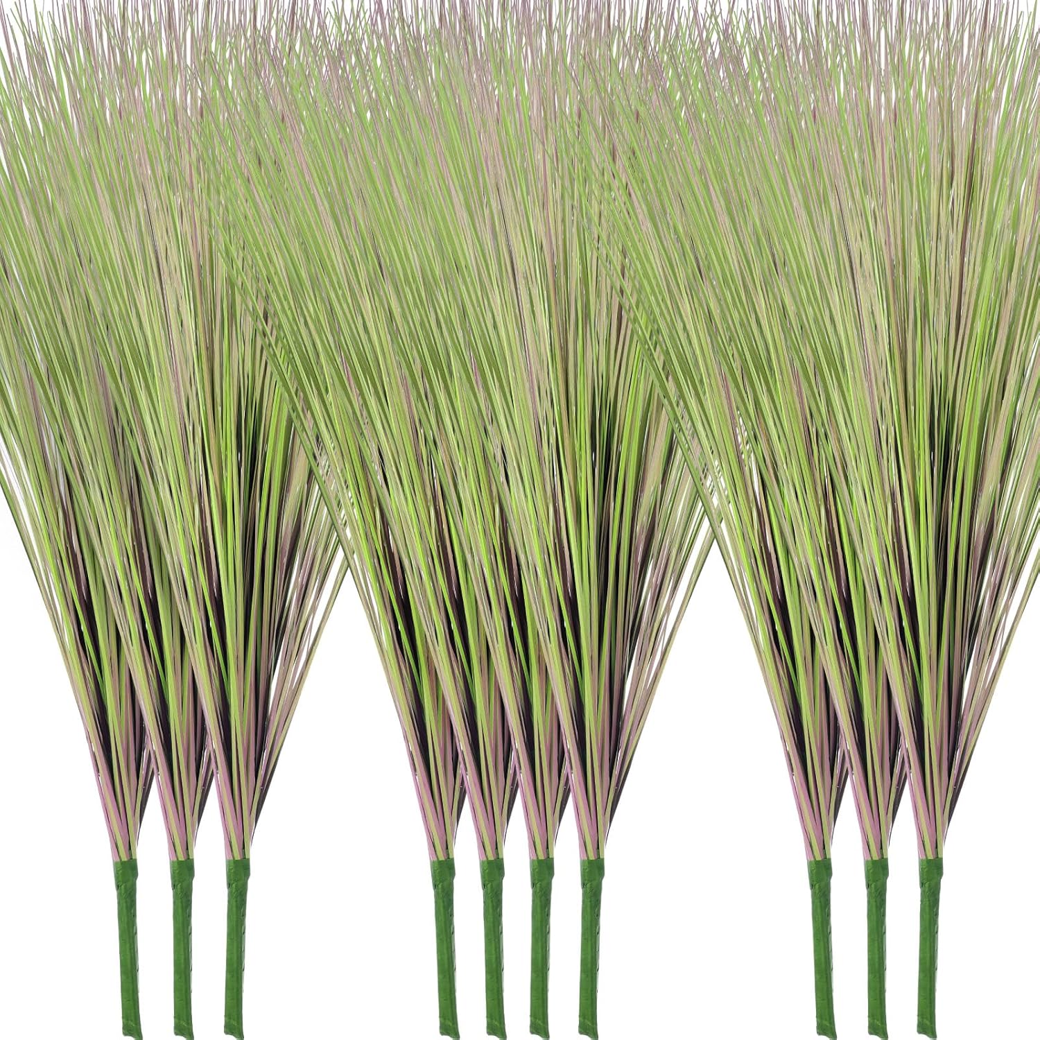 Geosar 10 Pack Artificial Plants 27 Inch Tall Onion Grass Greenery Fake Grass Faux Greenery Stems Artificial Shrubs for Outdoors Plastic Small Bushes for Office Room Gardening Indoor (Purple)