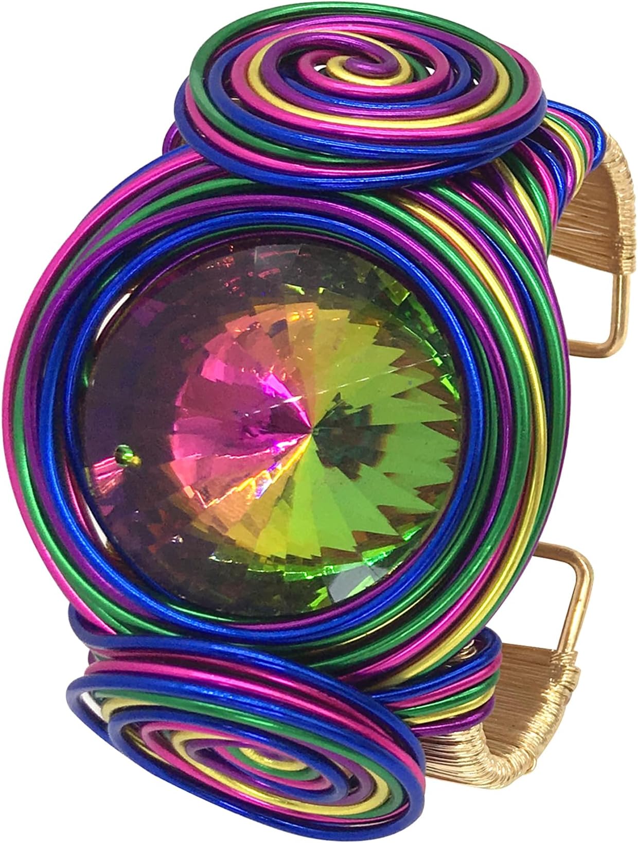 Chunky African Bracelets For Women Colorful Gold Wire Wide Sparkly Rhinestone Bangle Tribal Fashion Clothes Jewelry