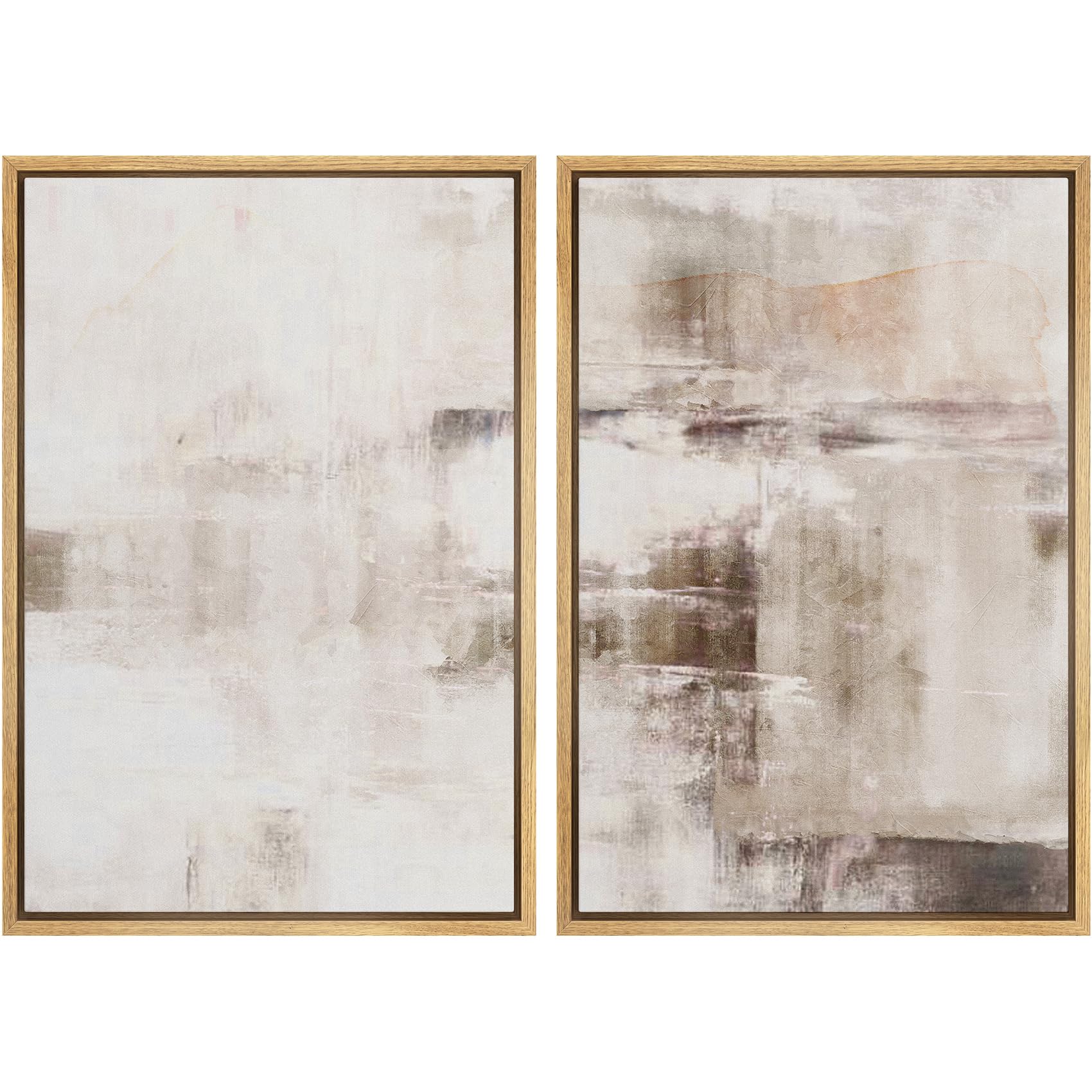 MUDECOR Framed Canvas Print Wall Art Set Watercolor Pastel Green Tan Landscape Abstract Shapes Illustrations Modern Art Decorative Contemporary for Living Room, Bedroom, Office - 16"x24"x2 Natural — view 87