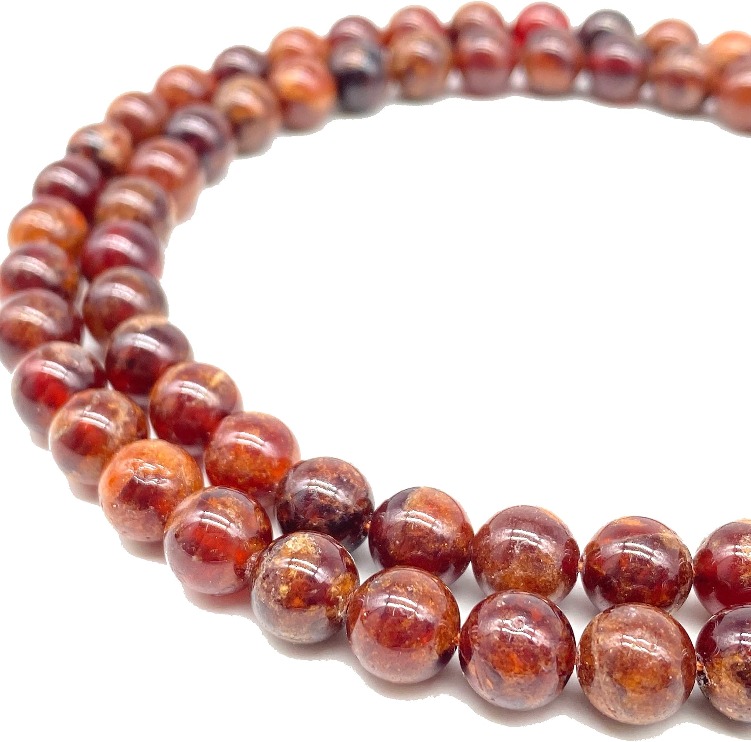 ABCGEMS Madagascan Amber-Orange Hessonite Garnet Beads (Rare Brownish Orange Color) Healing Energy Jewelry Making Smooth Round 10mm
