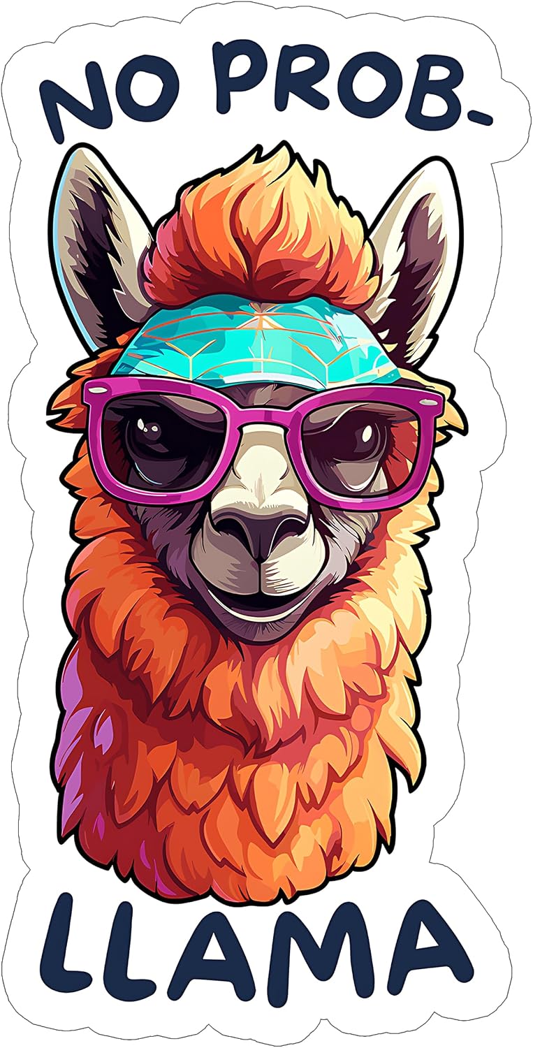 No Problem Llama Probllama Waterproof Vinyl Sticker 4 Inch Decal