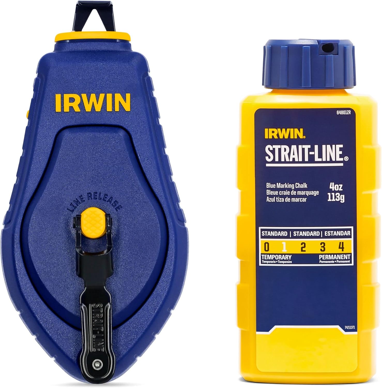 IRWIN Tools STRAIT-LINE COMPACT Chalk Reel, with Blue Chalk, 30 ft. (IWHT48440BC)