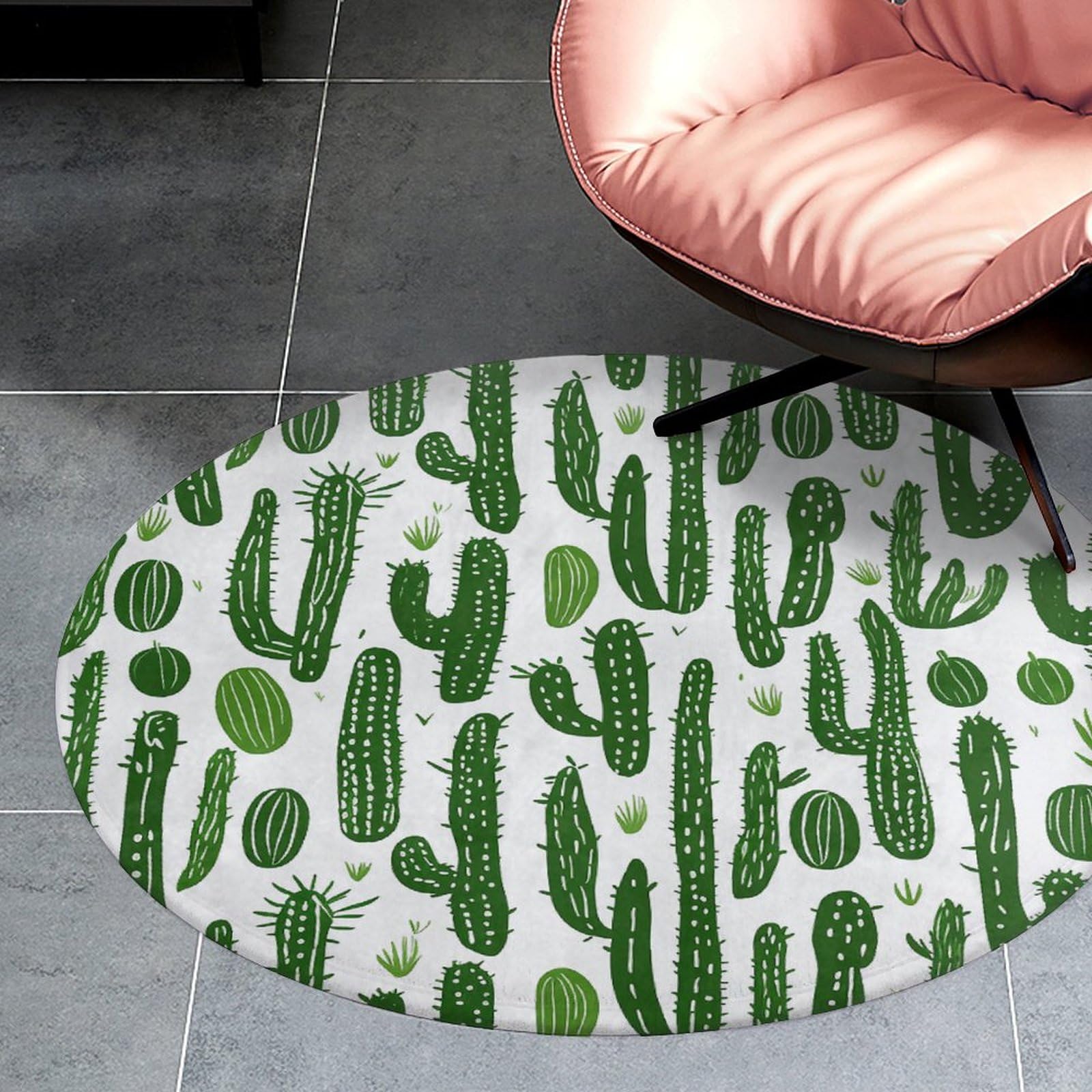 Tapis rond pour chambre paillasson intérieur salon motif cactus