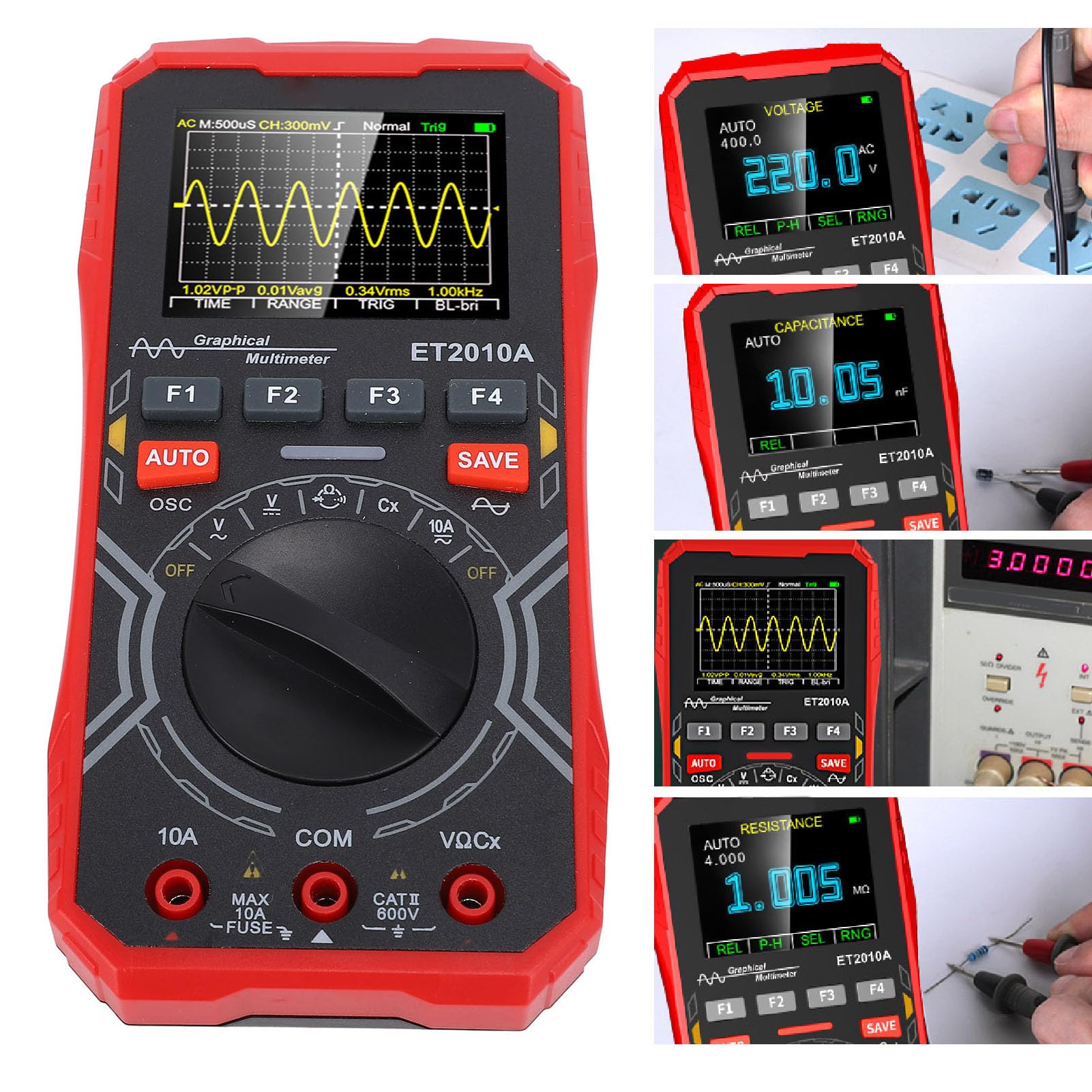 Domary Tragbares 2-in-1-Multimeter-Oszilloskop mit Automatischer Schlaffunktion und Tiefenmessfunktion für den Einsatz in Industrie und Automobil. ABS-Material