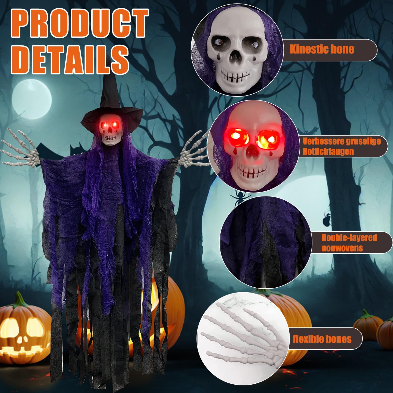 Dekoracja na Halloween, 2 sztuki, dekoracja na Halloween, dekoracja wisząca, dekoracja na Halloween, dekoracja na zewnątrz, horror, Halloween, czaszka, dekoracja na imprezę, do ogrodu, drzwi
