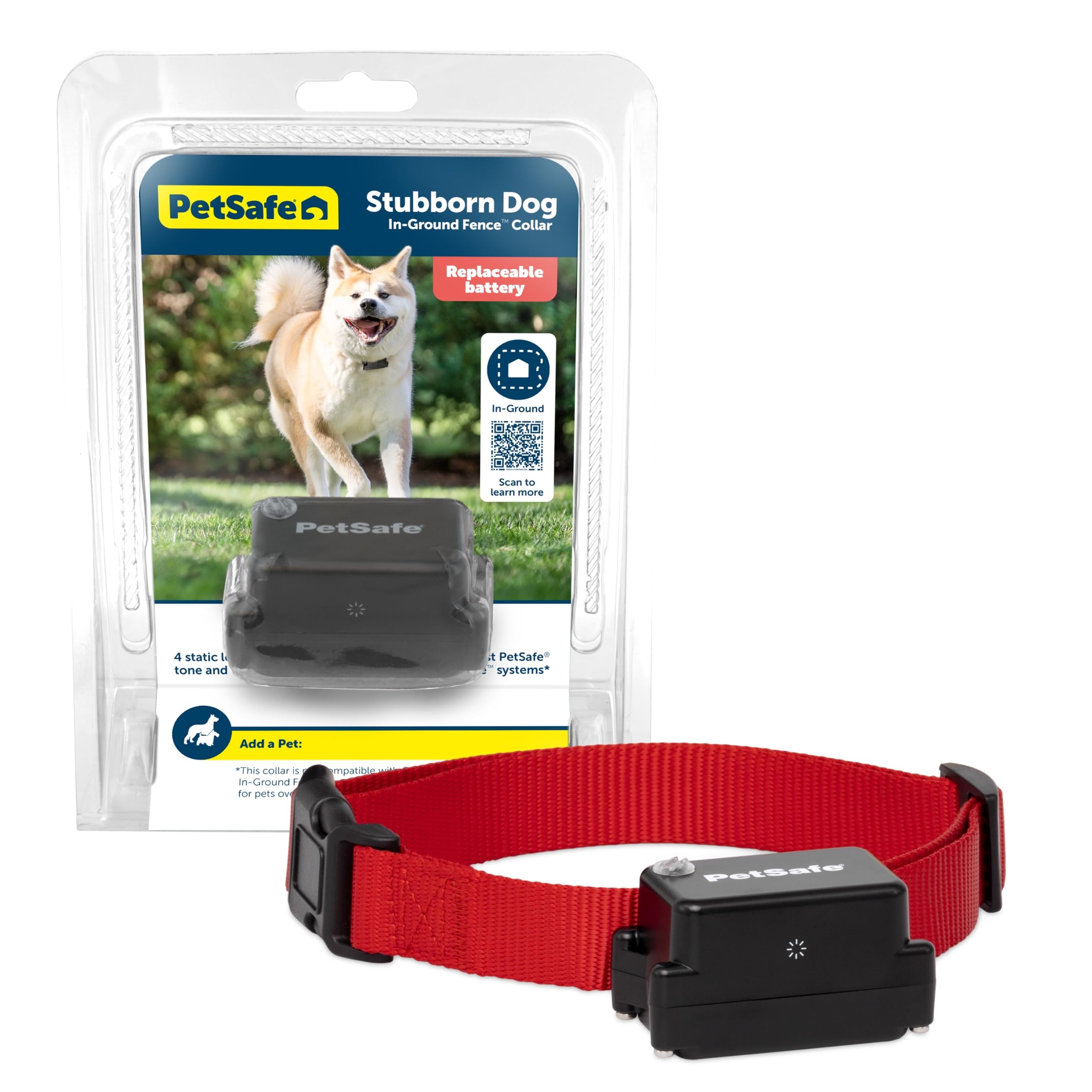 PetSafe - Collier Récepteur pour Clôture Souterraine pour Chiens Têtus Étanche & À Piles, Collier Entraînement Invisible Réglable - pour Chiens De Plus De 6 Mois Pesant 3,6 Kg Et Plus