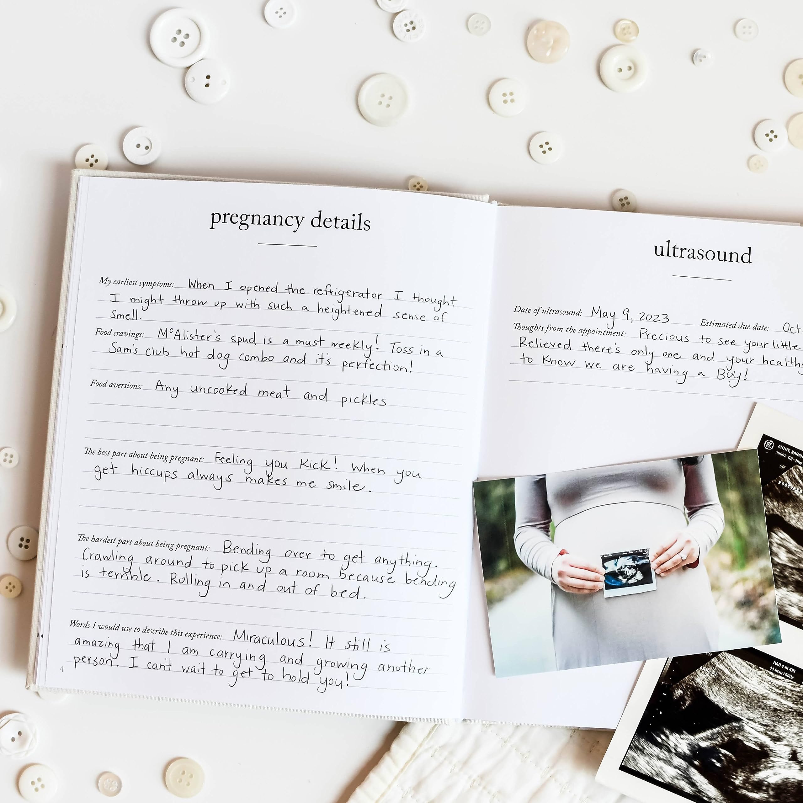 Baby Book Childhood Journal (Cream, 175 Pages) by Duncan & Stone - Milestone & Child Memory Book from Pregnancy to Year Eighteen â€“ Childhood Memories Journal for Parents