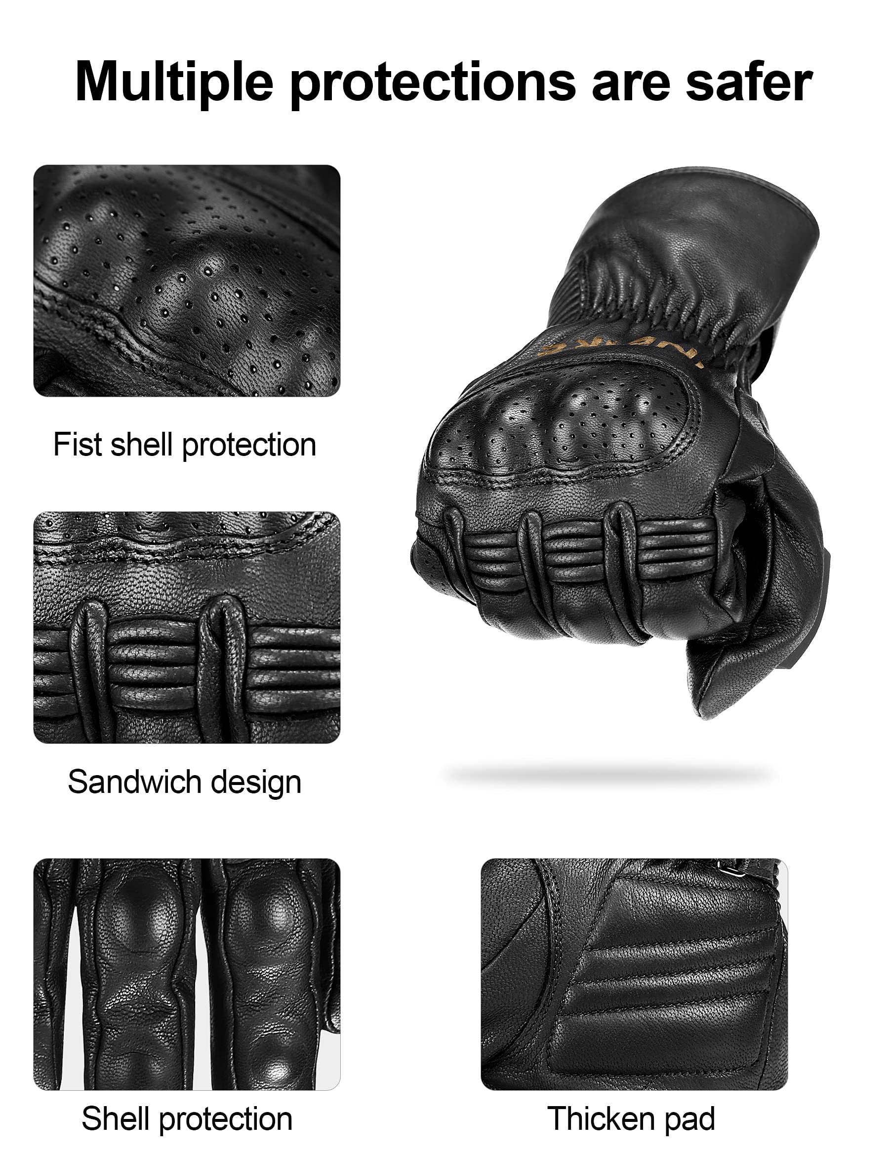 INBIKE Motorradhandschuhe Winter CE-Zertifiziert 100% Ziegenleder Motorrad Handschuhe Mit 250g/㎡ Thinsulate IM863