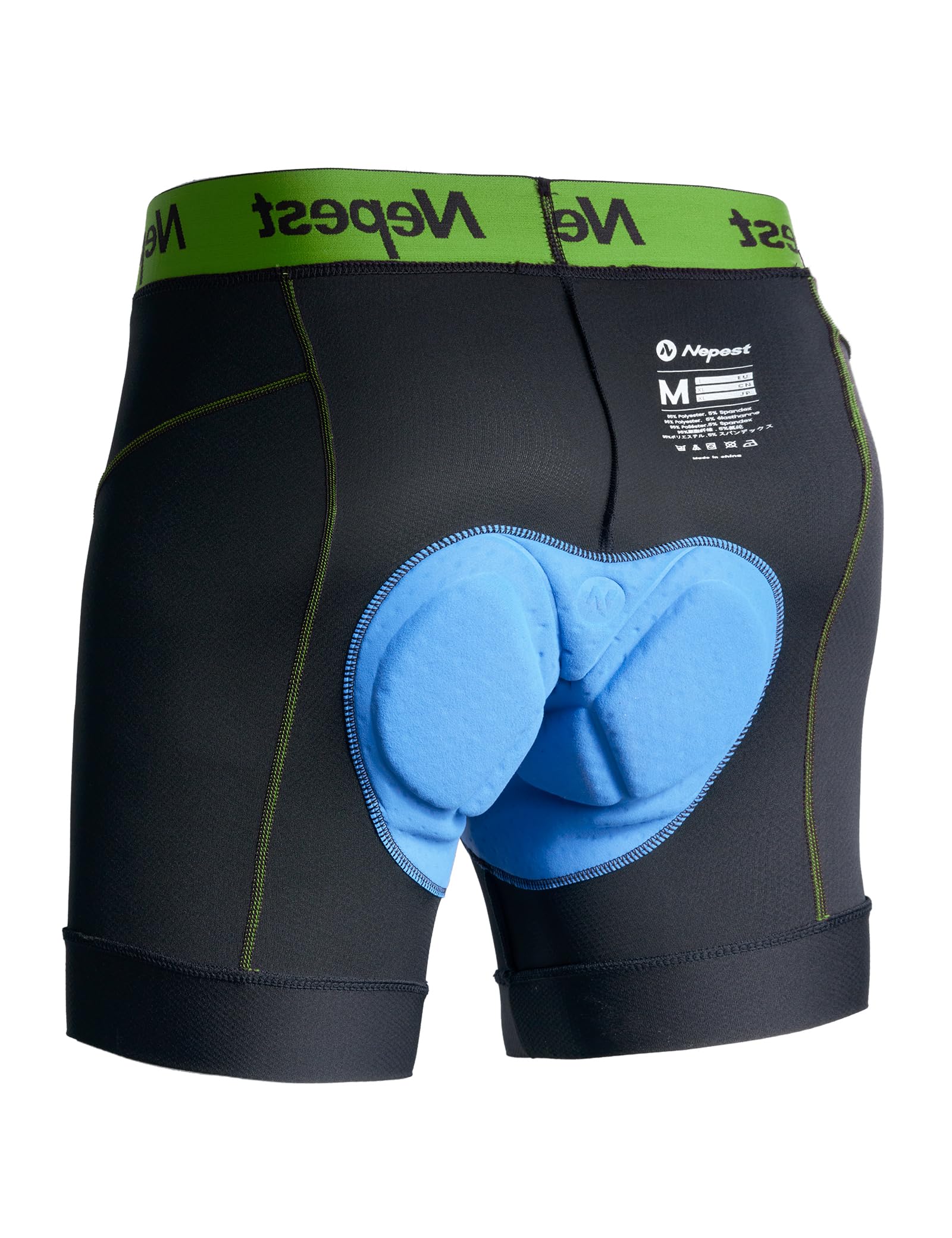 Nepest Radunterhose Herren Gepolstert 4D Fahrrad Unterhosen Atmungsaktiv Radlerunterhose Schnell Trocken Fahrradhose Breiter Bund,Maschinenwaschbar 4-Wege-Stretch