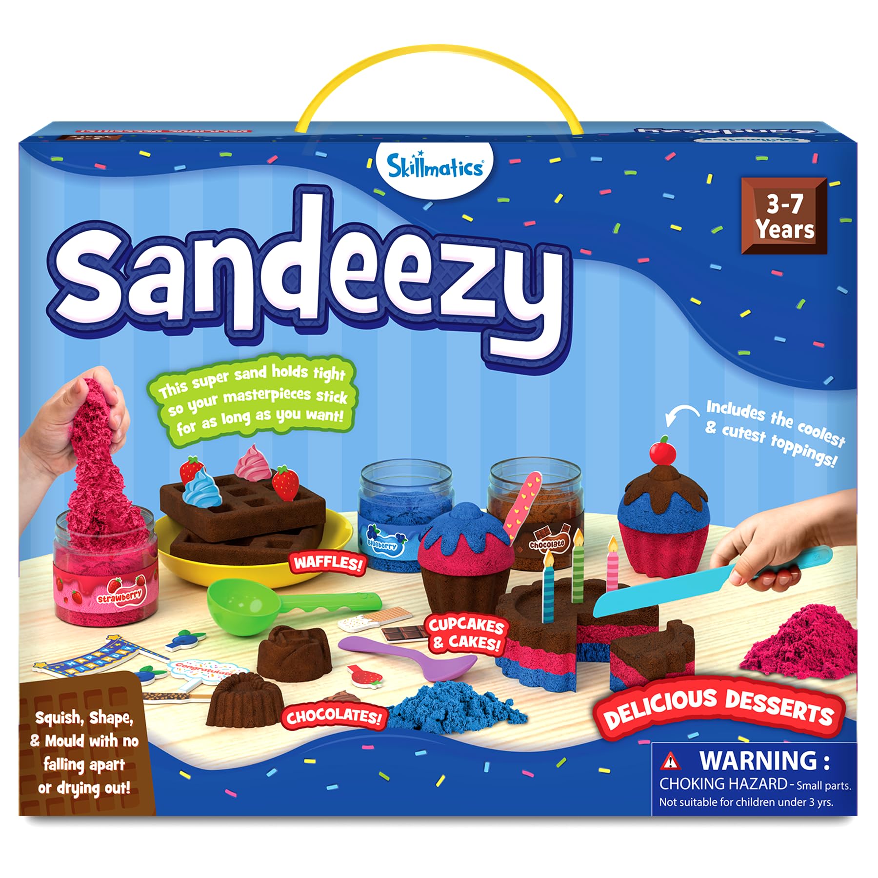 Skillmatics Sandeezy Pretend Play Desserts Set – Sand Playset with Moulds, Tools & Toppings, Sensory Toy for Kids, Non-Toxic, Mess-Free, Creative Indoor Activity Ages 3, 4, 5, 6, 7-image-48