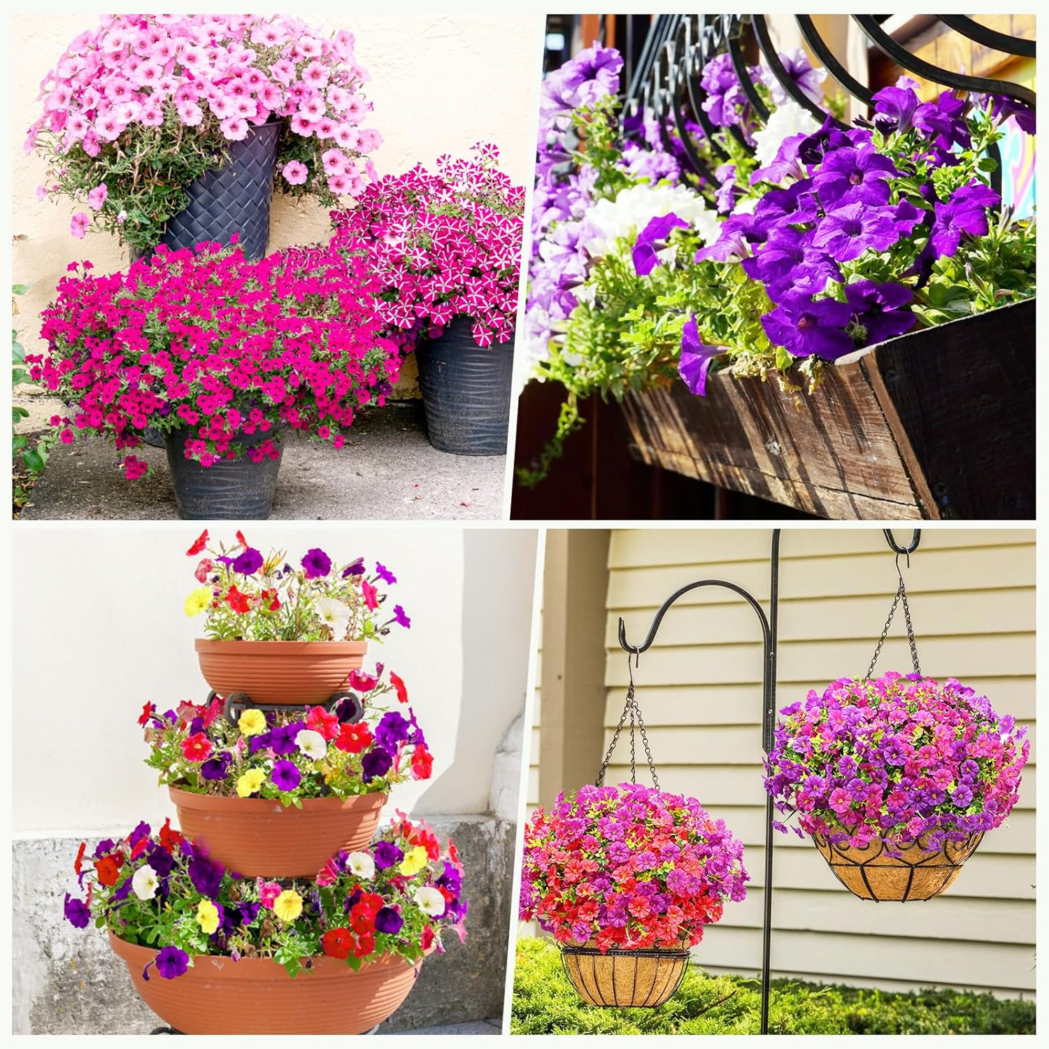 Artificial Flowers for Outdoors, 14 Bundles Fake Outdoor Flowers, UV Resistant Artificial Outdoor Plants & Flowers for Decoration, Colorful Morning Glory for Garden Porch Yard Patio, Fuchsia & Red - Image 7