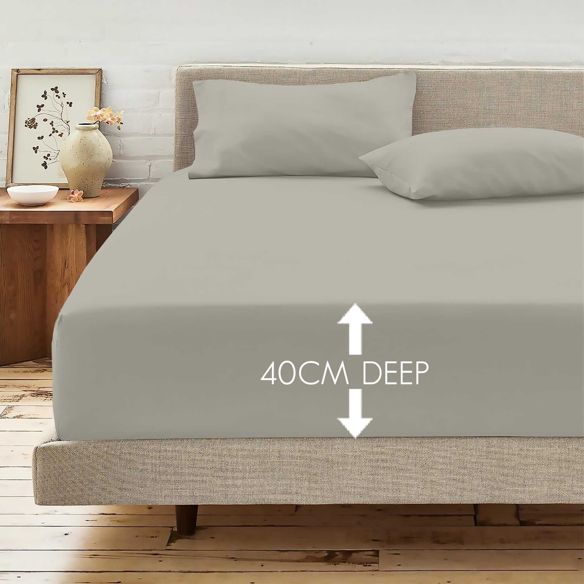 RELIANCE Bedding Luxury Super King Fitted Sheet, 100% Egyptian Cotton, 400 Thread Count, 40cm Extra Deep Pocket - Image 2
