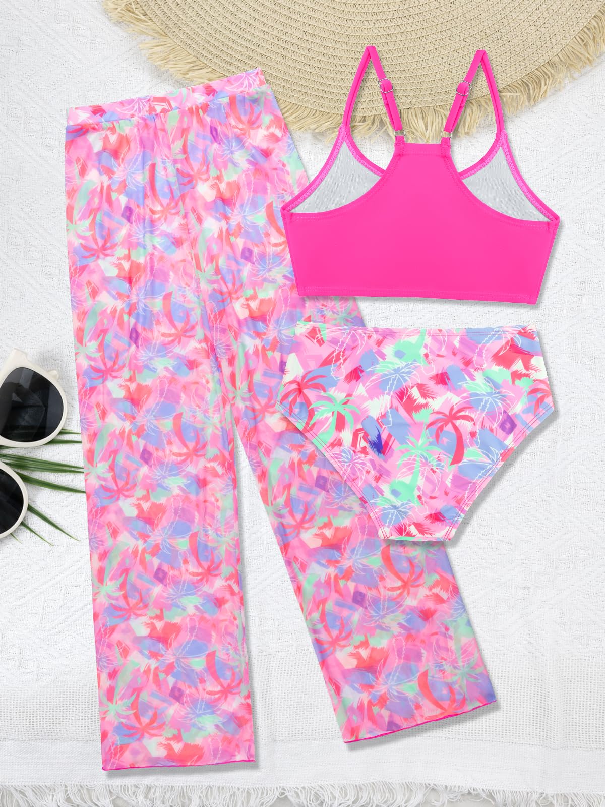 SHEKINI Costume da bagno a vita alta, 3 pezzi, con stampa
