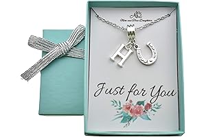 Women's Silver Horseshoe Necklace with Initial: Perfect Good Luck Charm