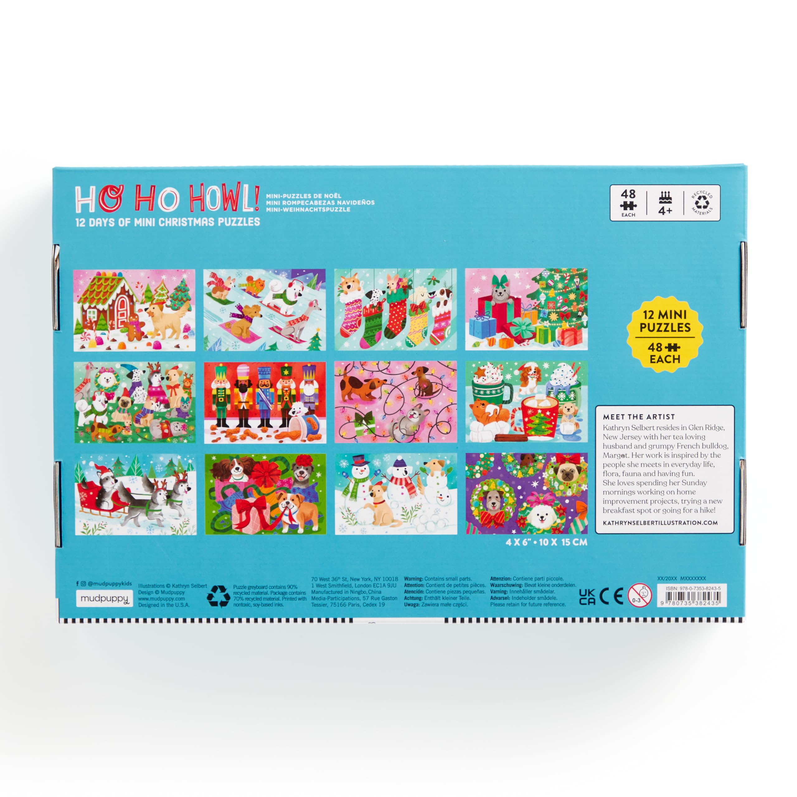 Mudpuppy Ho Ho Howl! - 12 Days of Puzzles Featuring 12 Paw-some 48 Piece Mini Jigsaw Puzzles Of Adorable Puppies Celebrating Christmas! - Image 3