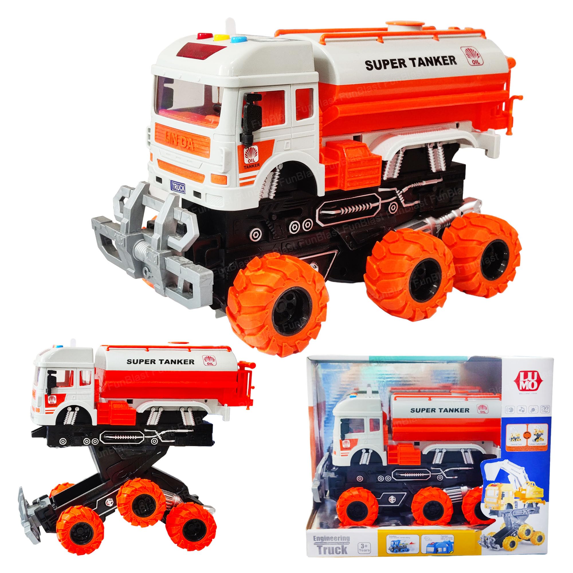 FunBlast 6 Wheel Drive Friction Powered Tanker Truck Toy for Kids - Monster Oil Tanker Truck Toy for Kids, Light & Sound Toy Truck for 3+ Years Children (Multicolor) (B0CVTW4XHL) Amazon Price History, Amazon Price Tracker