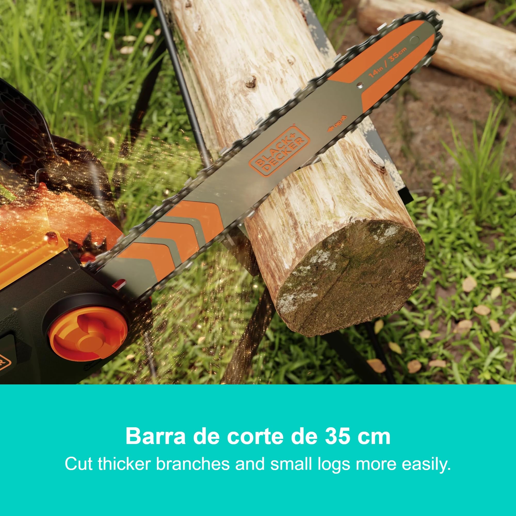 BLACK+DECKER Motosierra eléctrica de 1800W y 35cm con freno de cadena, BECS1835-QS