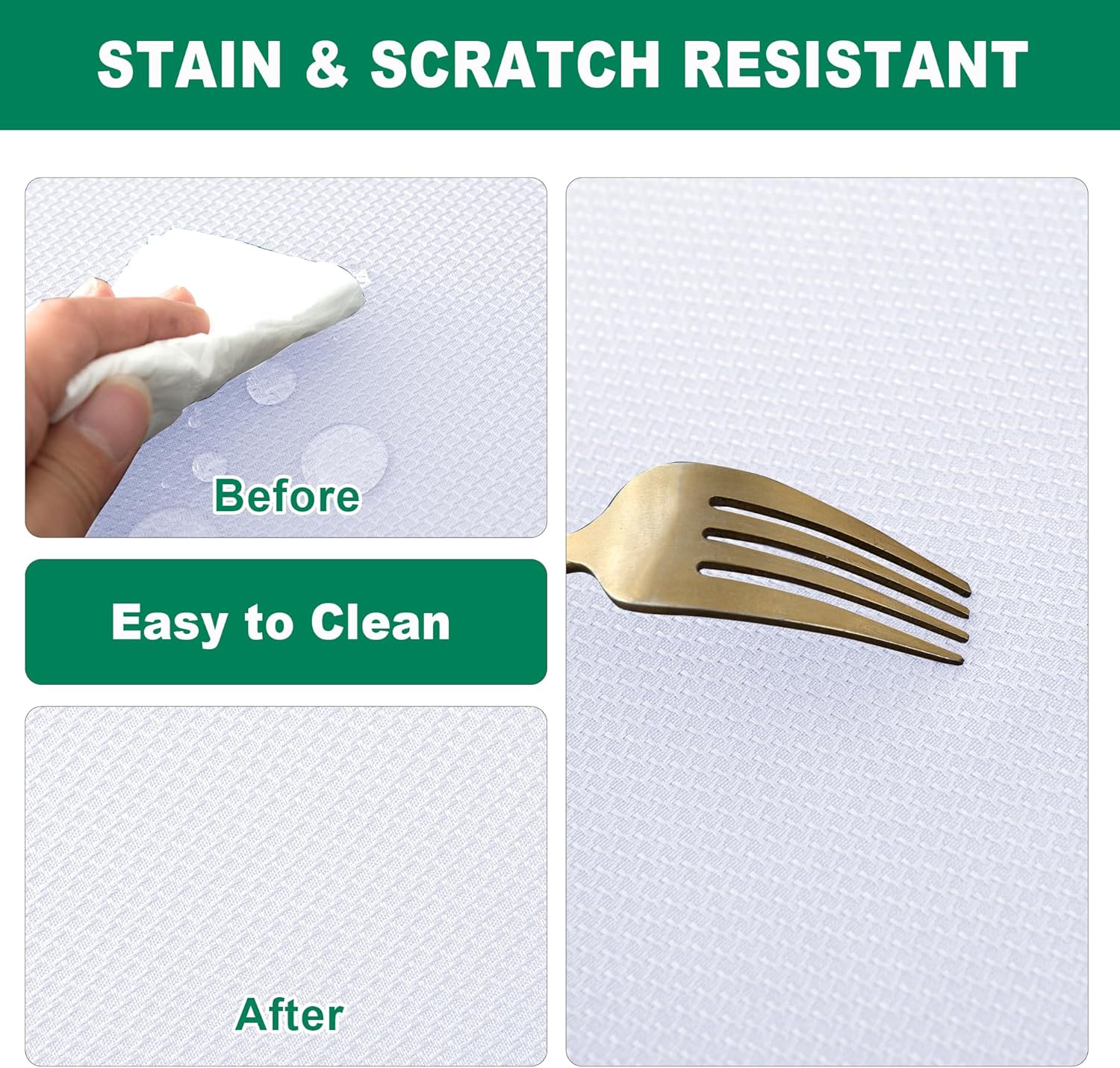 Biscaynebay Textured Fabric Round Tablecloths 90", White Water Resistant Table Cloths Circle Folding Table Covers Linen for Dining, Kitchen, Wedding and Parties etc. - Image 5