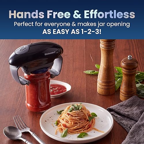 Miniatura 5 de Elite Gourmet EJO800 - Abridor de frascos eléctrico automático de alta potencia y torque con pilas, operación eléctrica de un solo toque, quita