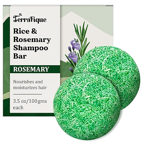 Barra de champú de agua de arroz, barra de champú de romero para el crecimiento del cabello, contiene manteca de karité, coco, para adelgazar el