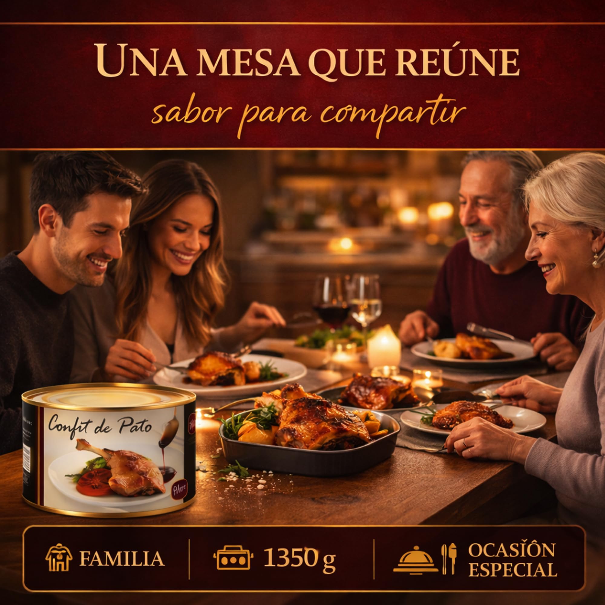 POLGRI Confit de Pato Muslos Confitados Gourmet 1350 g 4/5 Unidades Carne de Caza Premium Receta Manchega