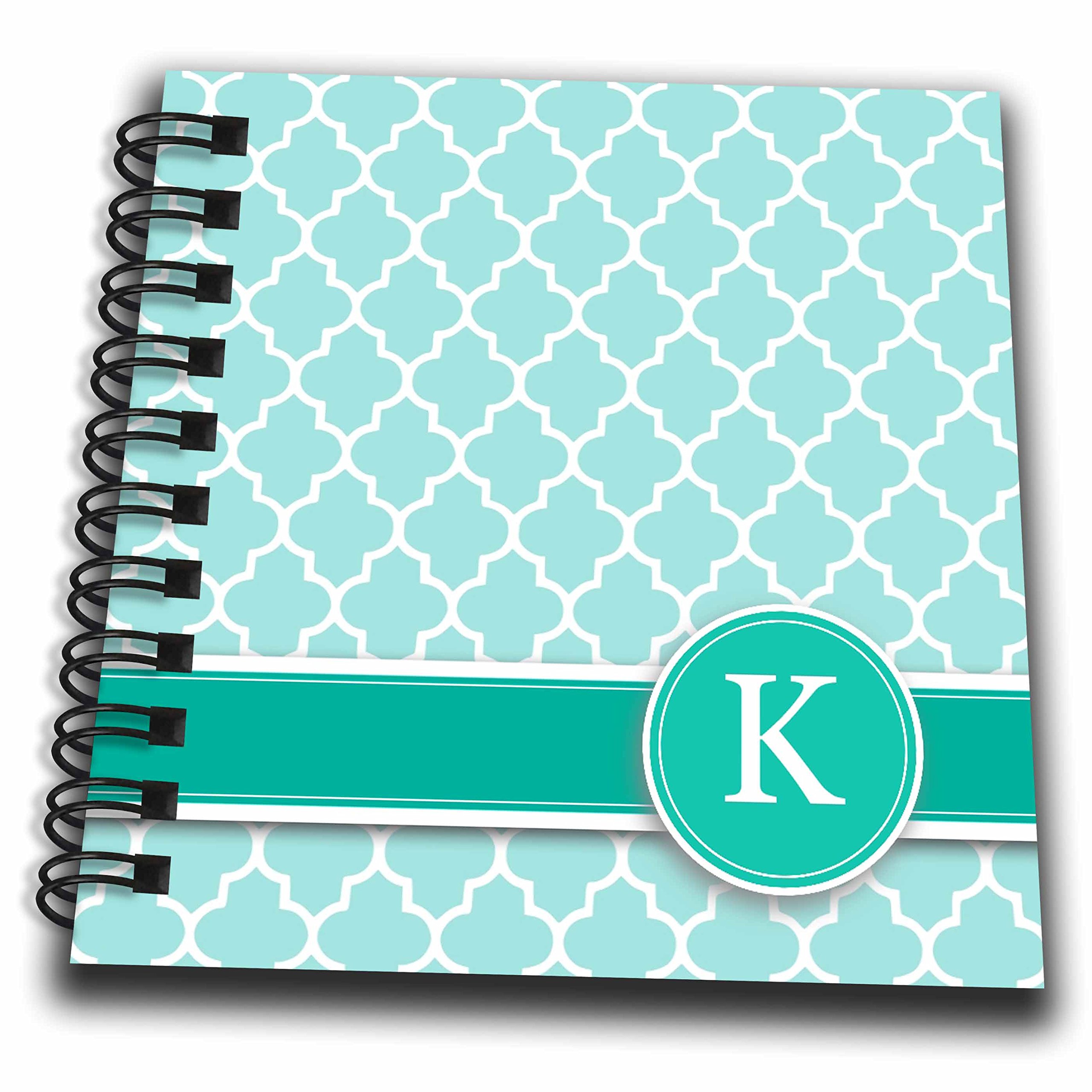 Mini bloc-notes lettre K aqua blue quatrefoil de 10,2x10,2 cm pour vos notes