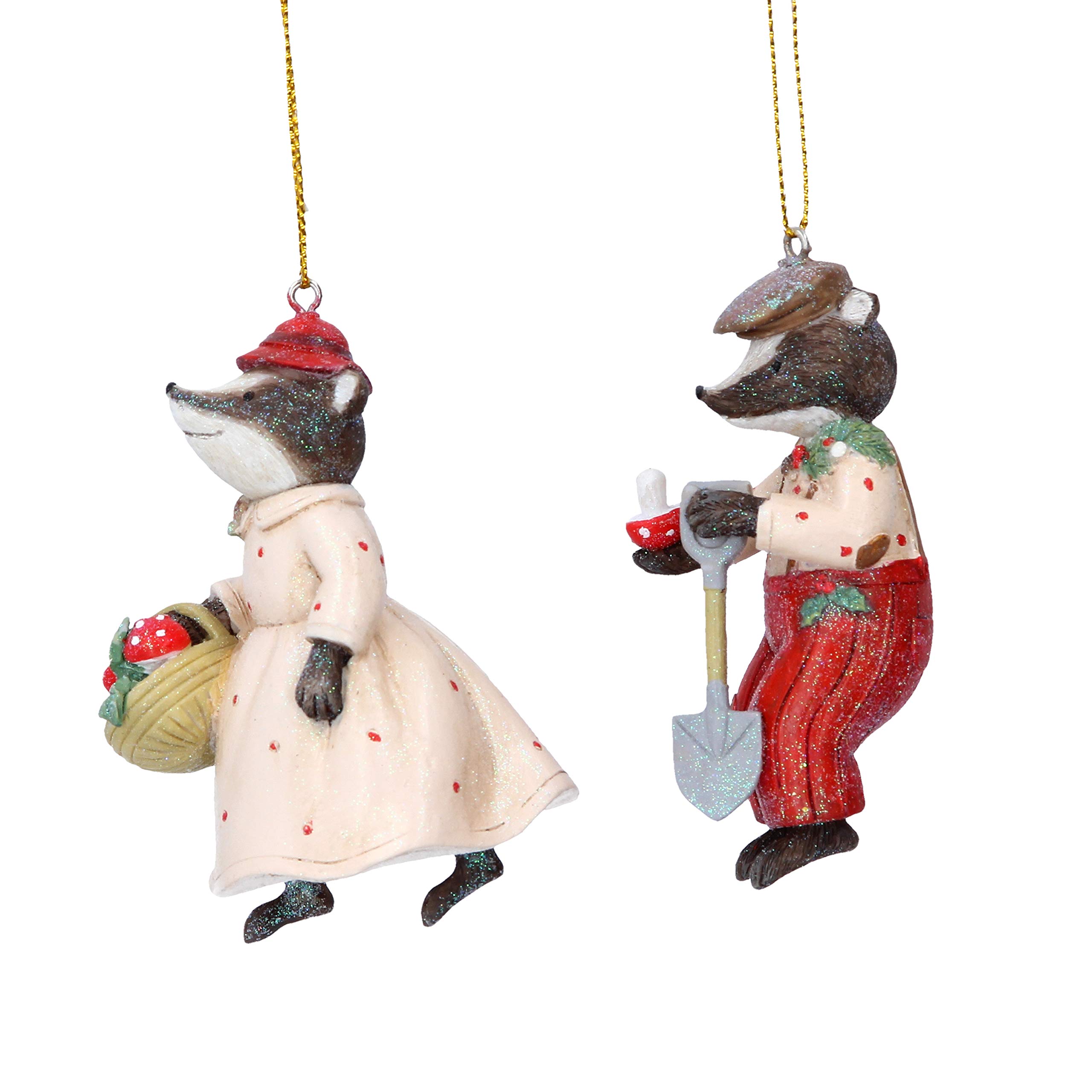 Gisela Graham Mr And Mrs Badger Dressed In Red And White Resin Mr And Mrs Woodland Animals 8.5 Centimeter Badgers Foxes Mice And Squirrels Set Of 2 Assorted (Mr And Mrs Badger Dressed In Red And White)