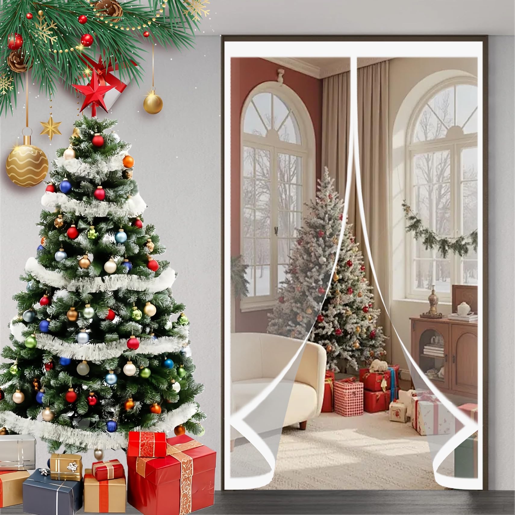 Tenda Termica Isolante Freddo 162 x 236 cm Riduzione Del Rumore, a Prova di Fumo, Protezione Dal Freddo Tende Termiche per Porta per Soggiorno, Balcone, A