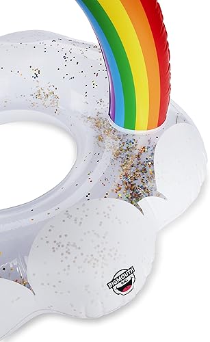 Miniatura 3 de BigMouth Inc. Flotador gigante de piscina arcoíris con purpurina en el interior, vibrante flotador de tubo de anillo de fiesta en la piscina, kit de