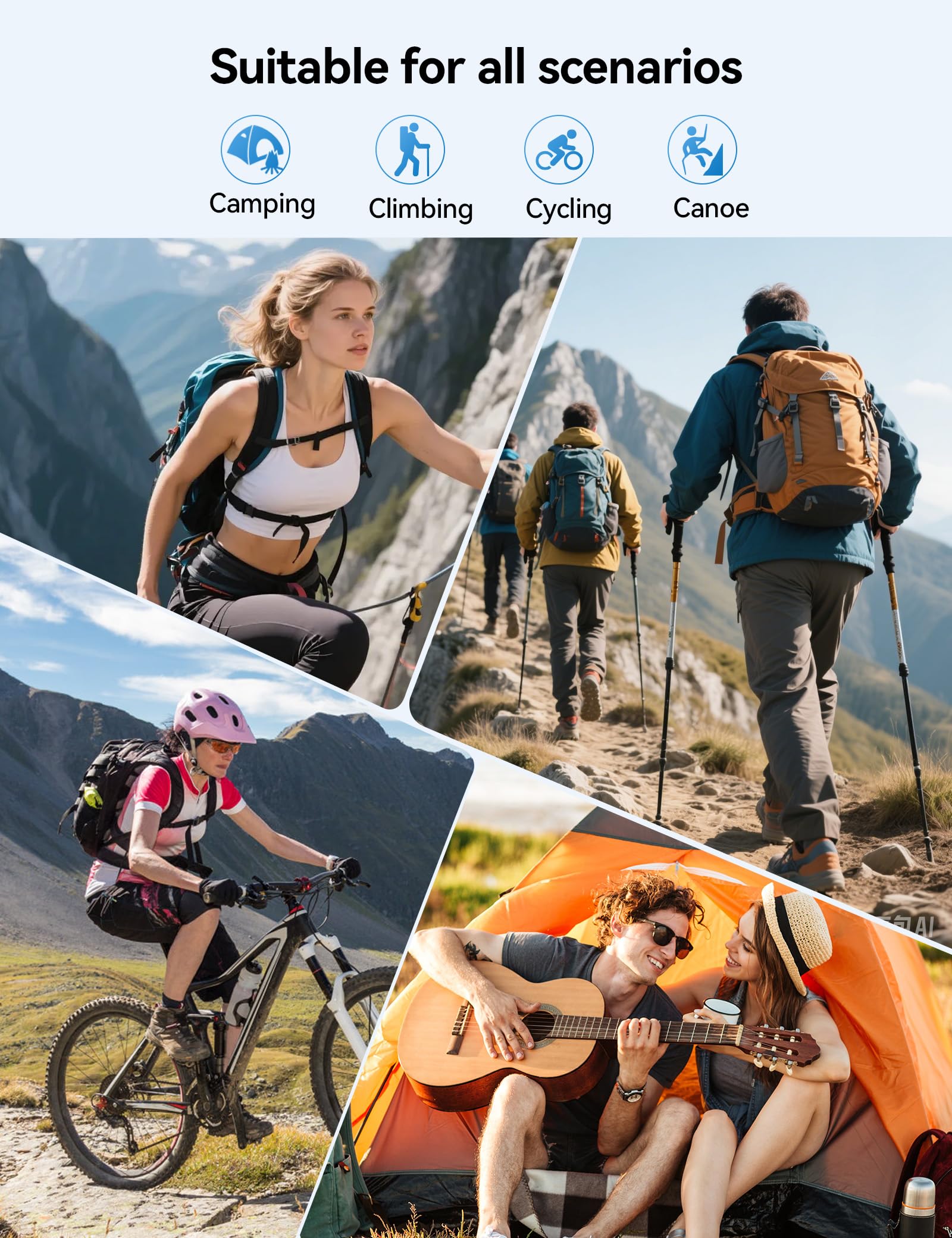 Cargador solar de batería de 20000 mAh, cargador de batería solar para teléfono celular, carga rápida de 20 W, cables integrados, batería externa portátil de camping Essentials compatible con