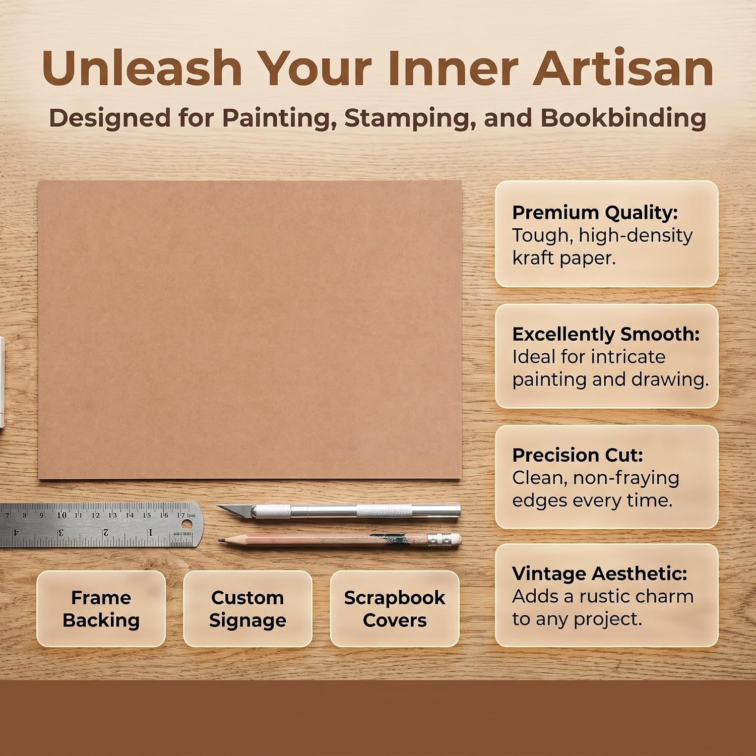 10pcs Kraft Chipboard Sheets A4 79pt Thick Brown Paper for Crafts