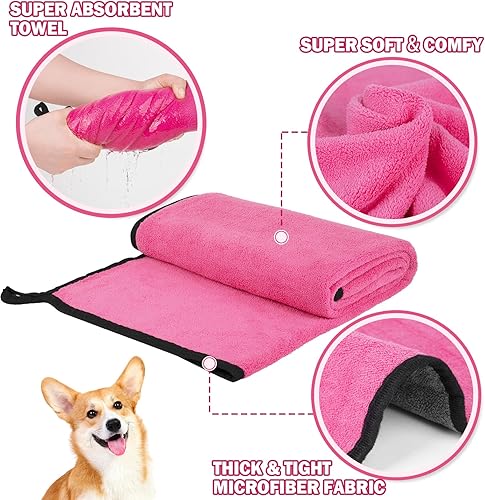 Miniatura 4 de MICOOYO 3 toallas para perros para secar, toallas superabsorbentes para el aseo de mascotas, toallas de baño de secado rápido para cachorros y gatos