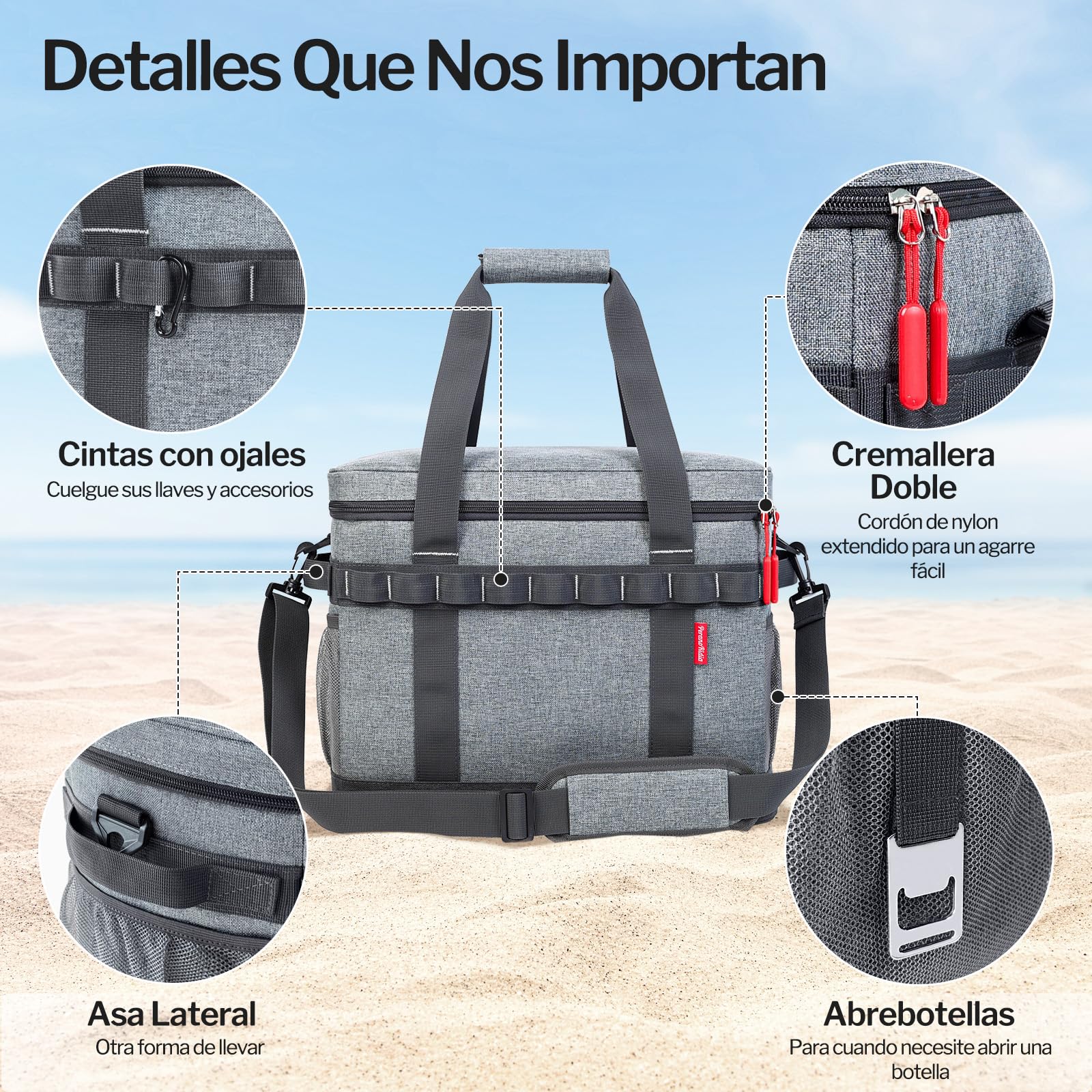 Nevera Portatil 30L, 12 Horas de Refrigeración, Bolsa Nevera Isotermica Porta Alimento Grande con múltiples Asas, Bolso Termica Plegable para Camping, Picnic, Playa